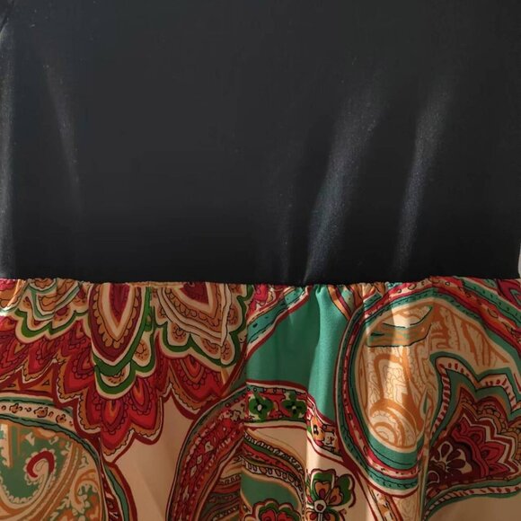 Girls Boho Maxi Dress w/ Belt | Sizes 5Y–9Y | Black Top & Paisley Skirt - Picture 5 of 7